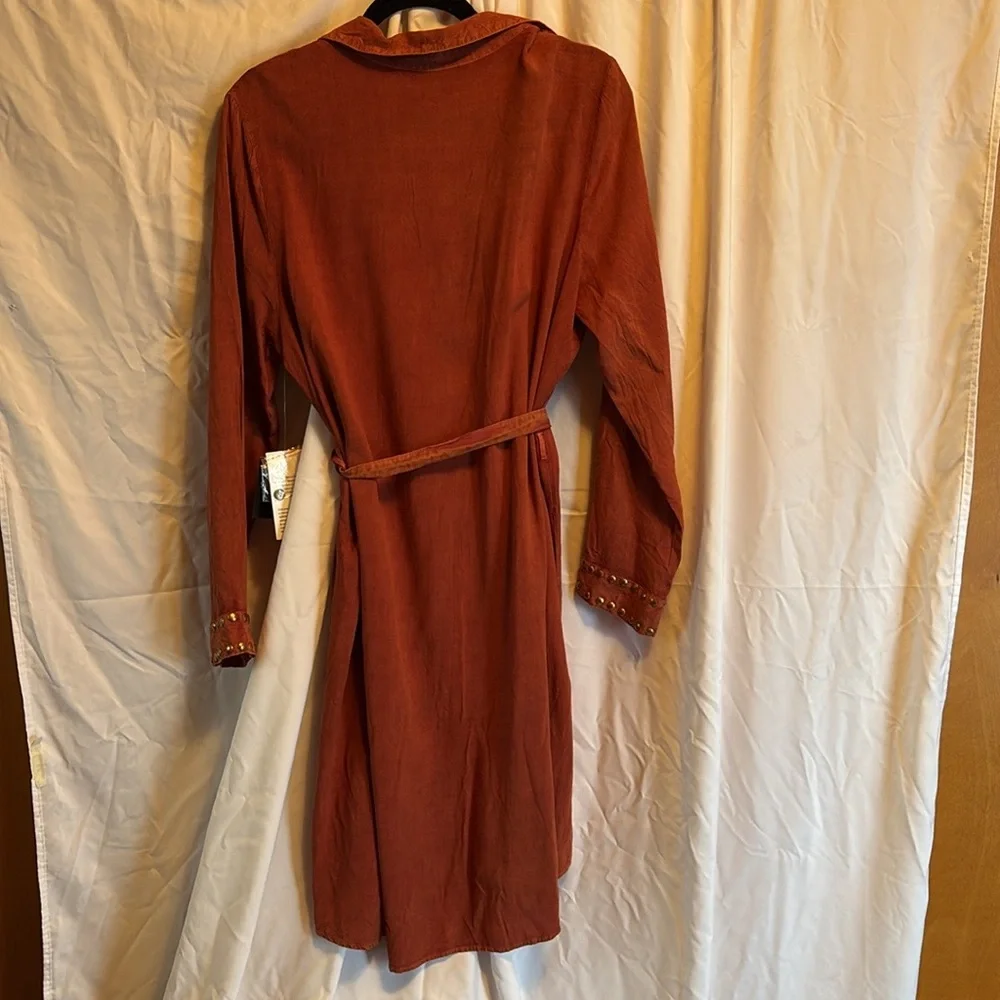 NWT MLLE GABRIELLE SMILES FASHIONS XL BEADED HAND DYED BURNT ORANGE DRESS F/S